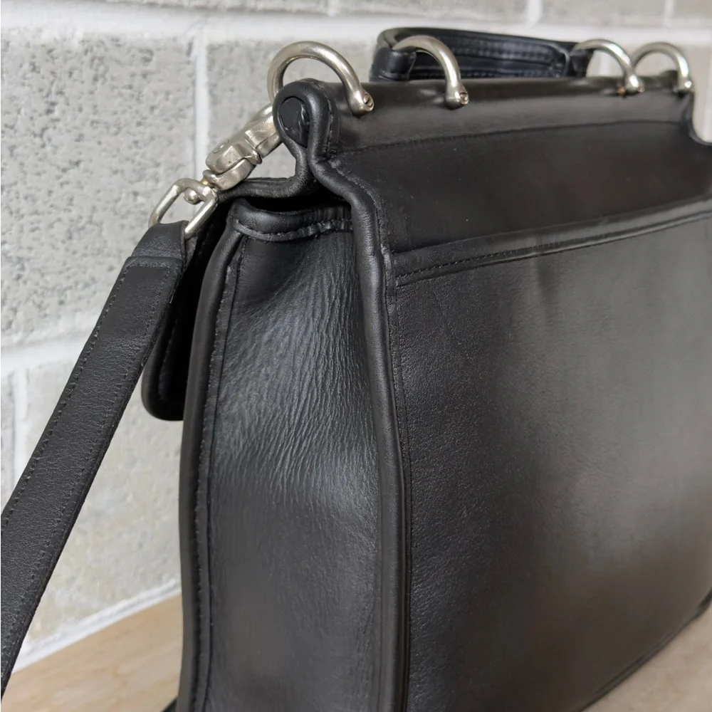 Coach Willis Black Leather Top-Handle Satchel with Detachable Strap - Picture 9 of 16